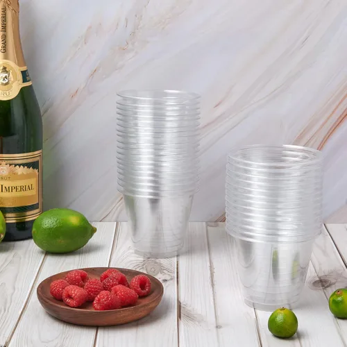 Miniatura 6 de Turbo Bee Paquete de 600 Vasos de Plástico Transparente de 9 onzas, Vasos Desechables Reutilizables de PET Cristal Claro para Boda, Acción