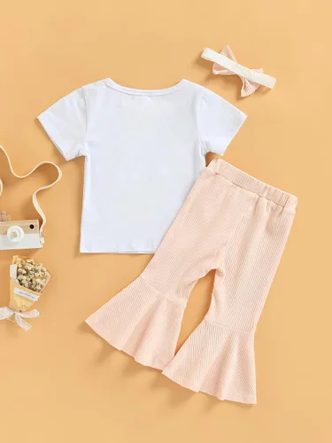 Miniatura 33 de Eadrioss Ropa para bebé niña pequeña, traje de campana de manga corta, camisa de flores para niños, pantalones florales acampanados, ropa de verano