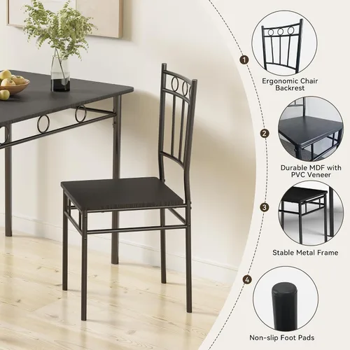 Miniatura 5 de Juego de mesa de comedor para 4, mesa de cocina y sillas de 5 piezas, juego de mesa de comedor rectangular con 4 sillas, juego de mesa de cocina que