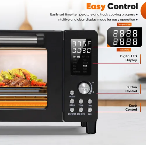 Miniatura 5 de Nuwave Bravo Pro - Combo de horno tostador y freidora de aire por convección, nuevo y mejorado 2025, 10 en 1, controles de temperatura de 50°-450°F