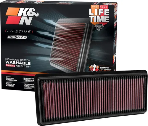 K&N Filtro de aire de motor de por vida original de alto flujo: Aumento de potencia: Premium, Lavable: Compatible con 2015-2024 Abarth/Fiat/Mazda:
