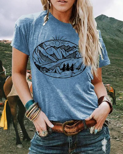 Miniatura 44 de Camisetas sin mangas de senderismo y montaña para mujer, divertidas camisetas de entrenamiento con gráficos de pino y amanecer, camisetas de verano