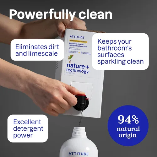 Miniatura 3 de ATTITUDE Spray limpiador de baño, verificado por EWG, a base de plantas y vegano, seguro para superficies de baño, azulejos, bañeras, paredes