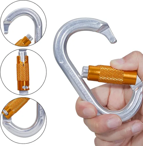 Miniatura 4 de SOB Clips de mosquetón de escalada con bloqueo automático, conector de mosquetón asimétrico de alta resistencia utilizado para rappel