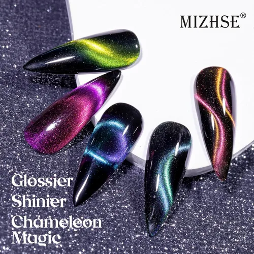 Miniatura 2 de MIZHSE - Juego de esmalte de uñas de gel de ojo de gato 9D de 8 colores, kit de esmalte de gel magnético mejorado con barra magnética, esmalte de A
