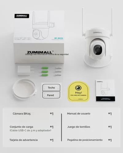 Miniatura 9 de ZUMIMALL - Cámara de seguridad de 3 MP para exteriores - 360° PTZ con seguimiento automático Grabación 24/7 con alimentación por cable, WiFi