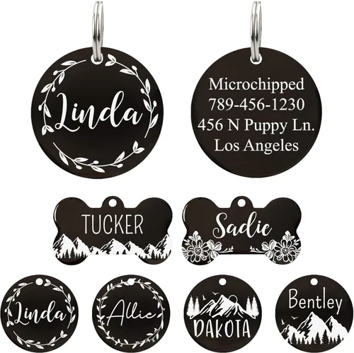 Miniatura 35 de Ultra Joys - Etiquetas de identificación de mascotas de acero inoxidable - Grabado personalizado en la parte delantera y trasera, etiquetas
