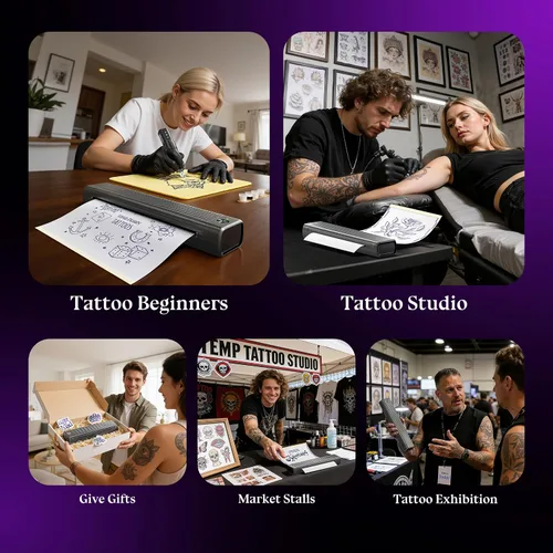 Miniatura 6 de Itari A886 Tattoo Stencil Printer Bluetooth with 100 Sheets Paper, Stencil Printer Transfer Kits for Beginners and Artists, Thermal Printer Tattoo
