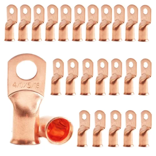 Miniatura 9 de 2/0 AWG 5/16" Stud (25 piezas), terminal de anillo de batería resistente, conectores de calibre 00, lengüetas de alambre de cobre 2/0, terminales