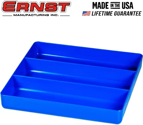 Miniatura 5 de Bandeja organizadora de cajón de herramientas Ernst Manufacturing: Bandeja organizadora de garaje apilable en azul con 3 compartimentos - Para