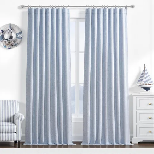 Miniatura 47 de Cortinas opacas extraanchas, 2 paneles para puertas corredizas de vidrio, moderna mezcla de lino plisado pesado, piso a techo, ventanas grandes, 70