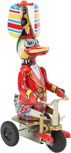 Juguete de pato en lata, juguete de cuerda vintage, colecciones para adultos, adorno decorativo para el hogar u oficina