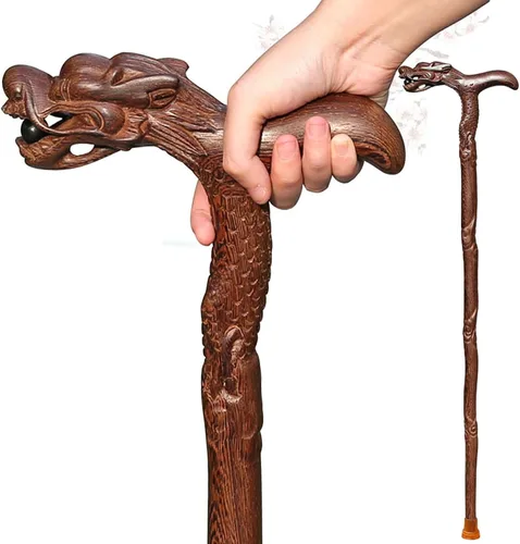 Miniatura 10 de Bastones de dragón para hombres, bastones de madera hechos a mano para hombres y mujeres, resistentes hasta 500 libras, exquisito palo ergonómico