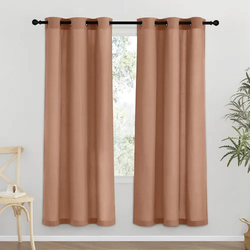 Miniatura 184 de NICETOWN Cortinas de lino natural con textura de lino para dormitorio, mezcla de lino rústica con ojales en la parte superior, semitransparentes