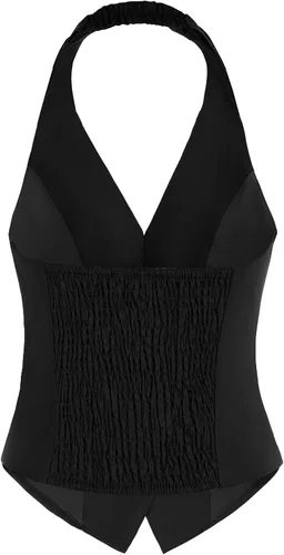 Miniatura 3 de Belle Poque Chaleco vintage para mujer, con solapa, cuello halter, con botones, con bolsillos