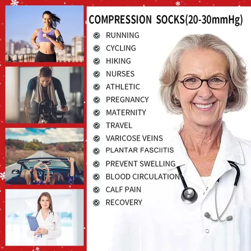 Miniatura 6 de Junely - Calcetines de compresión para mujer, medias altas hasta la rodilla para correr, enfermeras, apoyo al trabajo, regalos de embarazo, 3 pares