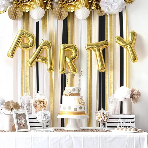 Miniatura 3 de PartyWoo Serpentinas de papel crepé negro dorado y plateado, 10 rollos de 820 pies, paquete de papel crepé para graduación, Navidad, Año Nuevo