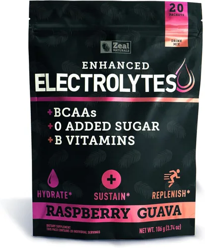 Miniatura 8 de Paquetes de electrolitos mejorados en polvo (fresa y kiwi 20 paquetes) con 0 azúcar+BCAA + suplemento de electrolitos de vitaminas B con zinc