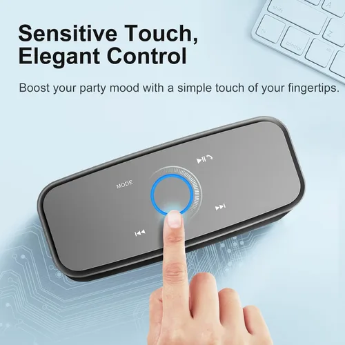 Miniatura 3 de DOSS SoundBox Touch - Altavoz inalámbrico Bluetooth con sonido HD de 12W y graves profundos, resistente al agua IPX5, 20 horas de reproducción, Gris