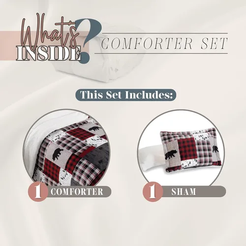 Miniatura 3 de Elegant Comfort Edredón Sherpa de 2 Piezas Winter Lodge-Patch, Suave, Acogedor y de Calidad Duradera, Peso Pesado Reversible Alternativo al Plumón