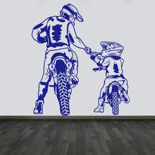 Miniatura 4 de Pegatina de pared para motocicleta, familia, padre, hijo, montaña, buggy, pista, niño, decoración de la habitación, pegatina de vinilo