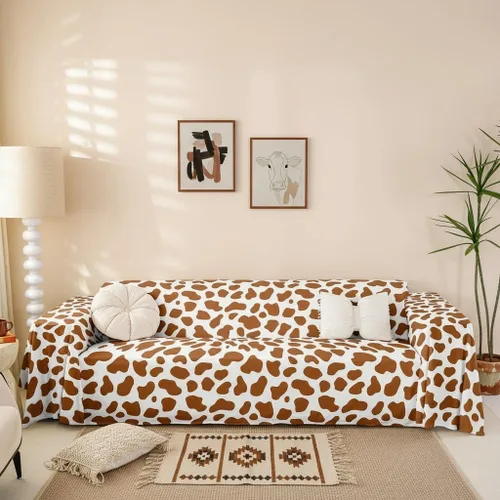 Miniatura 30 de Erosebridal Funda protectora para sofá, diseño de vaca lechera, diseño de vaca verde manzana, funda acolchada para sofá de animales occidentales