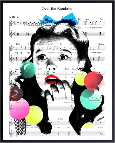 Miniatura 9 de Dorothy Pop Art - Arte pop de 11 x 14 pulgadas – Mago de Oz en algún lugar sobre el arco iris – Partitura de película para decoración del hogar