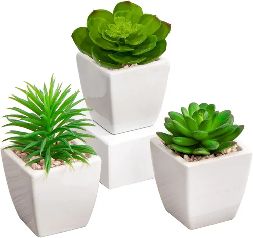Briful 3 suculentas falsas para decoración de bandejas escalonadas de granja, plantas artificiales más pequeñas, plantas artificiales en maceta,