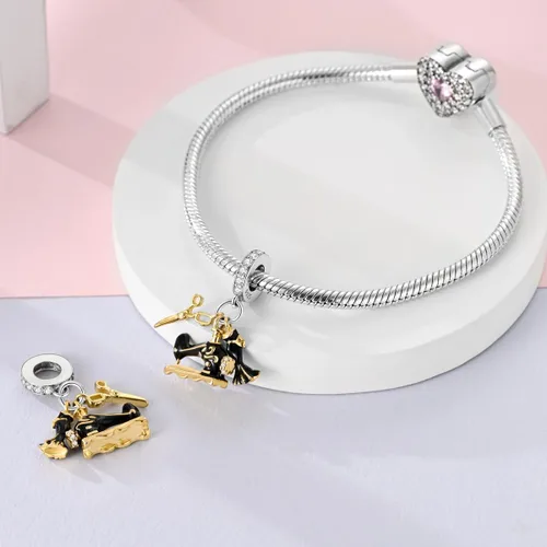 Miniatura 14 de Pandach Dijes colgantes de plata de ley 925 para pulseras y collares, dijes colgantes de Madonna con cuentas de girasol, joyería para mujer