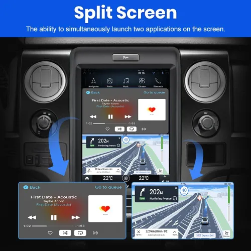 Miniatura 6 de Radio de coche Android 13 para Ford F150 2013 2014, estilo T de 12.1 pulgadas con CarPlay inalámbrico Android Auto GPS DSP WiFi Bluetooth SWC salida