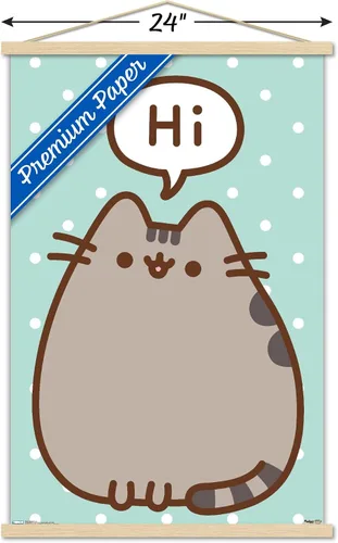 Miniatura 3 de Trends International Pusheen - Póster de pared de alta calidad, 22.375 x 34 pulgadas, paquete de impresión premium y colgador de madera de haya