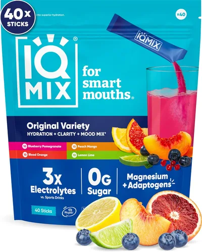 Miniatura 16 de IQMIX - Polvo de electrolito de hidratación – Fórmula 4 en 1 para hidratación, claridad mental, estado de ánimo y recuperación – Mezcla de bebida