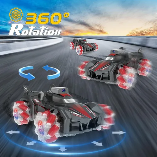 Miniatura 4 de Yasola Auto RC con cámara para niños, control remoto giratorio de 360° de alta velocidad, vehículo de acrobacias de juguete para niños y niñas