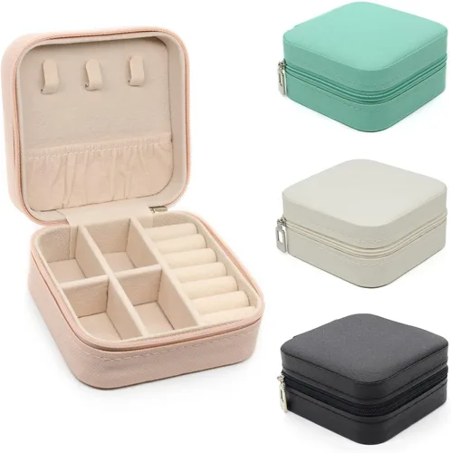 Miniatura 34 de KEINE MARKE Joyero pequeño, estuche portátil de viaje para anillos, colgantes, aretes, collares, organizador de pulseras, cajas de almacenamiento, 1