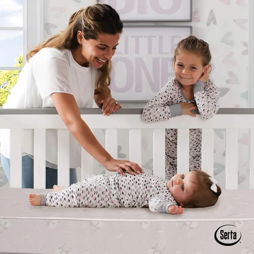 Miniatura 2 de Delta Children Serta SleepTrue Colchón para Mini Cuna, Núcleo de Fibra Premium de Origen Sostenible, Funda Hipoalergénica e Impermeable, Certificado