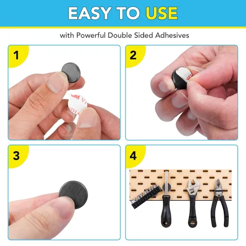 Miniatura 4 de TRYMAG Imanes de cerámica para manualidades, pequeños discos redondos para manualidades con respaldo adhesivo de 0.709 pulgadas, imanes industriales