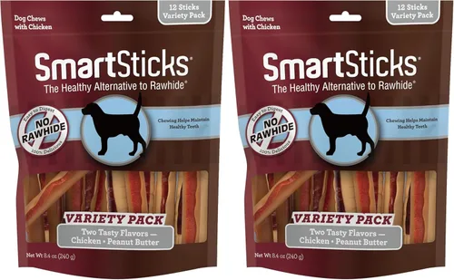 Miniatura 12 de SmartBones - SmartSticks con mantequilla de maní real, masticables sin piel para perros, 10