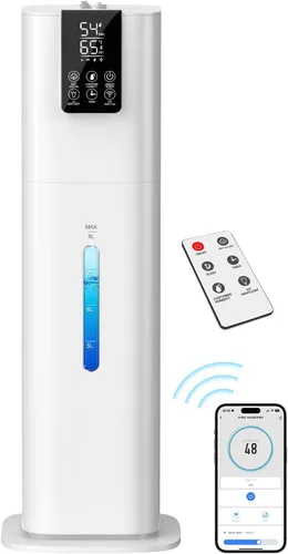 Smart Humidifiers Large Room Bedroom Home,2.11Gal(8L) Quiet Top Fill Cool Mist Humidifier,Smart App & Remote Control, 3 Speed Humidifier with White