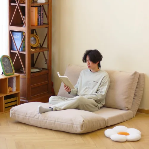 Miniatura 3 de N&V Sofá cama puff plegable con relleno de espuma, sofá cama puff con relleno de espuma plegable, incluye funda extraíble y lavable a máquina, suave