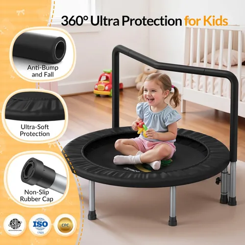 Miniatura 4 de BCAN SP1 36'' Toddler Trampoline, ASTM Certified - Kids Trampoline for Ages 1-6, Foam Handle & Safe Thickened Cover, Mini Trampolines for Kids