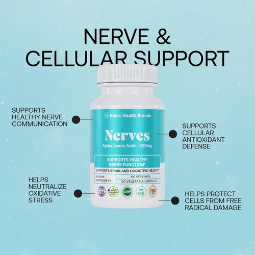 Miniatura 2 de Basic Brands Ácido alfa lipoico nervioso, 200 mg – Apoya la función neuronal, protección antioxidante y salud nerviosa (paquete de 1)