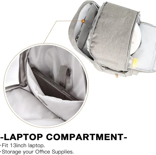 Miniatura 5 de Mochila para extractor de leche, bolsa enfriadora y resistente a la humedad, doble capa para madre, mochila de trabajo al aire libre con Gris