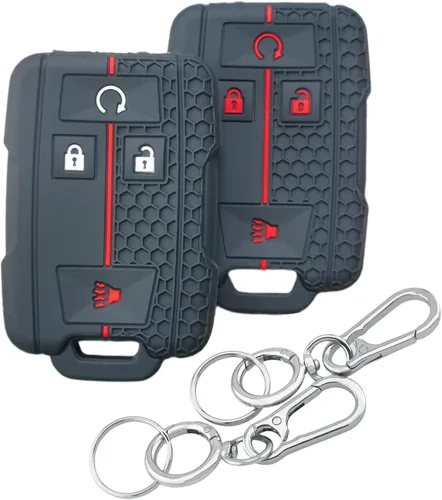 Miniatura 10 de 2 fundas de silicona para llavero inteligente de 4 botones para GMC Canyon Sierra Yukon Chevrolet Chevy Colorado Silverado Suburban Tahoe 2014-2019