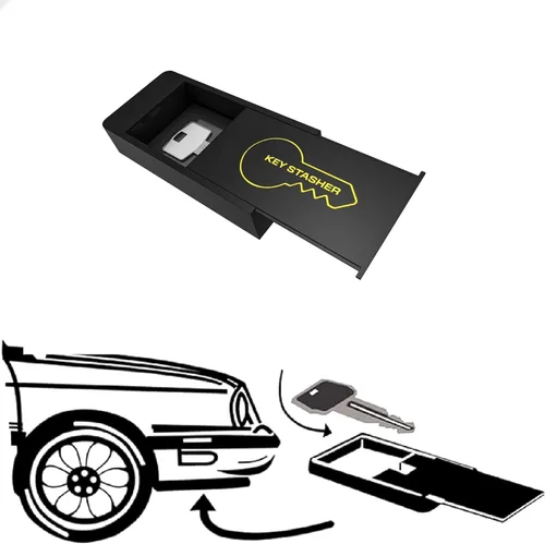 Miniatura 3 de Llavero magnético para ocultar una llave – 3.8 x 2 pulgadas – Soporte magnético negro para llaves debajo del coche – Llavero de plástico duradero