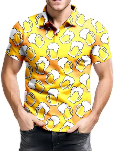 Miniatura 71 de Camisa de golf de los años 80 para hombre, ajuste seco, manga corta, estampada, divertidas, camisas de golf de los años 90 para hombre