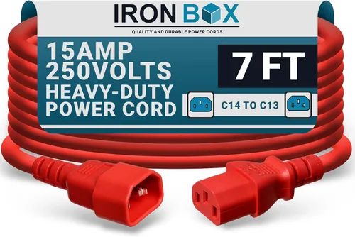 Miniatura 36 de IronBox Electric - Cable de Alimentación C14 a C13 de Servicio Pesado, 15A, 250V, Cable de Extensión para Computadora 14/3 AWG - Cables