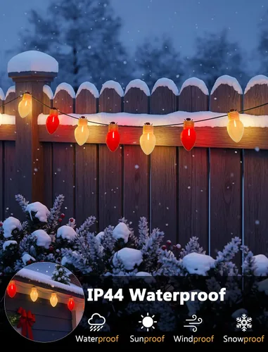 Miniatura 3 de Luces de Navidad Jumbo Rojas y Blancas de 16 Pies para Exteriores, Cadena de Bombillas LED Gigantes de Navidad para Árbol, Porche, Patio y Valla