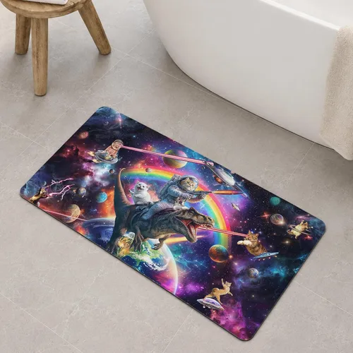 Miniatura 11 de Funny Cat Small Bathroom Rugs Non Slip Super Absorbent Quick Dry Ultra Thin Diatomaceous Earth Bath Mat Boho Cute Fun Black Cats Matisse Diatomite