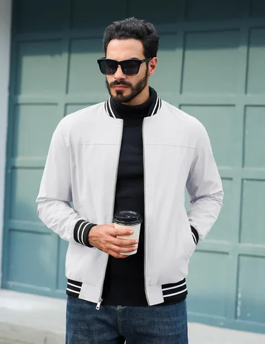 Miniatura 4 de TACVASEN Chaqueta ligera para hombre, casual, primavera, otoño, cortavientos, bombardero, con cremallera, con bolsillo