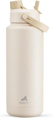 Miniatura 43 de POWCAN - Botella de agua térmica 2 en 1, sorbete y tapa con boquilla, antifugas, acero inoxidable sin BPA, apta portavasos automóvil, bebida fría 24